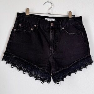 Free People Black Cut-Off Jean Shorts